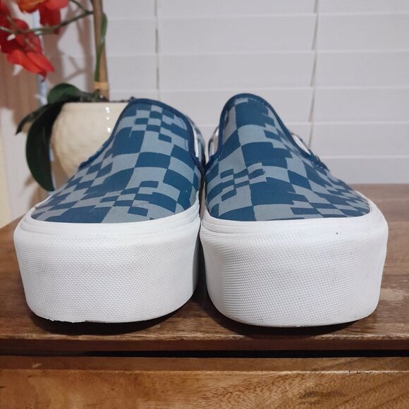 SOLD🔶️🔶️🔶️🔶️unisex Vans stacked blue checkerboard slip on shoes M(8.5) W(10) - Picture 5 of 11